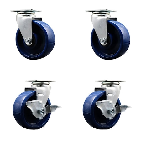 Service Caster Tool Box Caster Wheel Set 5'' Solid Polyurethane Swivel Casters, 4PK TOOL-SCC-20S520-SPUB-2-TLB-2